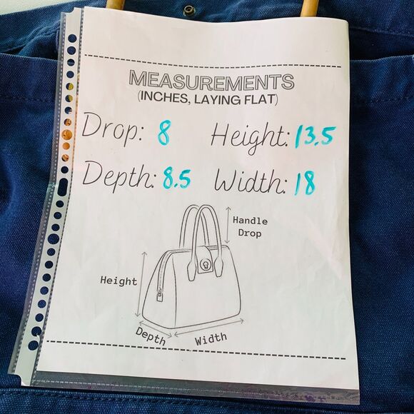 J Crew Blue Canvas Brown Leather Trim Large Shoulder Bag Carryall Tote Bag Beach - Picture 8 of 8